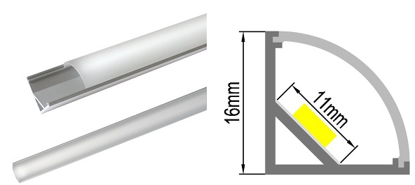 AL profil pro LED rohový 16x16mm délka 2m