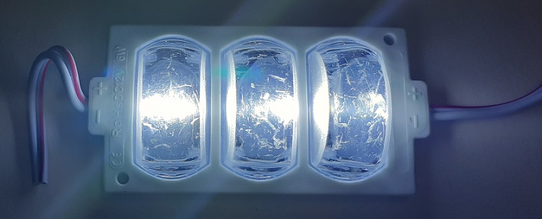 LED modul 3W 12V bílá studená-3x čočka