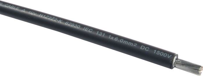 Solární kabel, 6mm2, 1500V, černý
